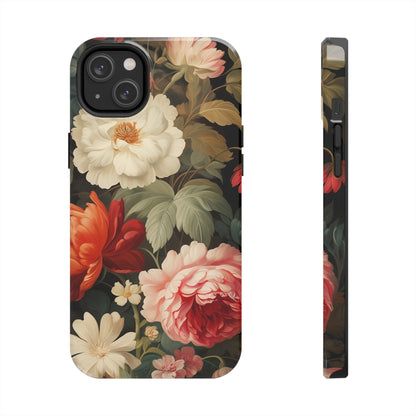 Vintage Floral Aesthetic Phone Tough Case | Antique Elegance for iPhone 11, 12, 13, 14