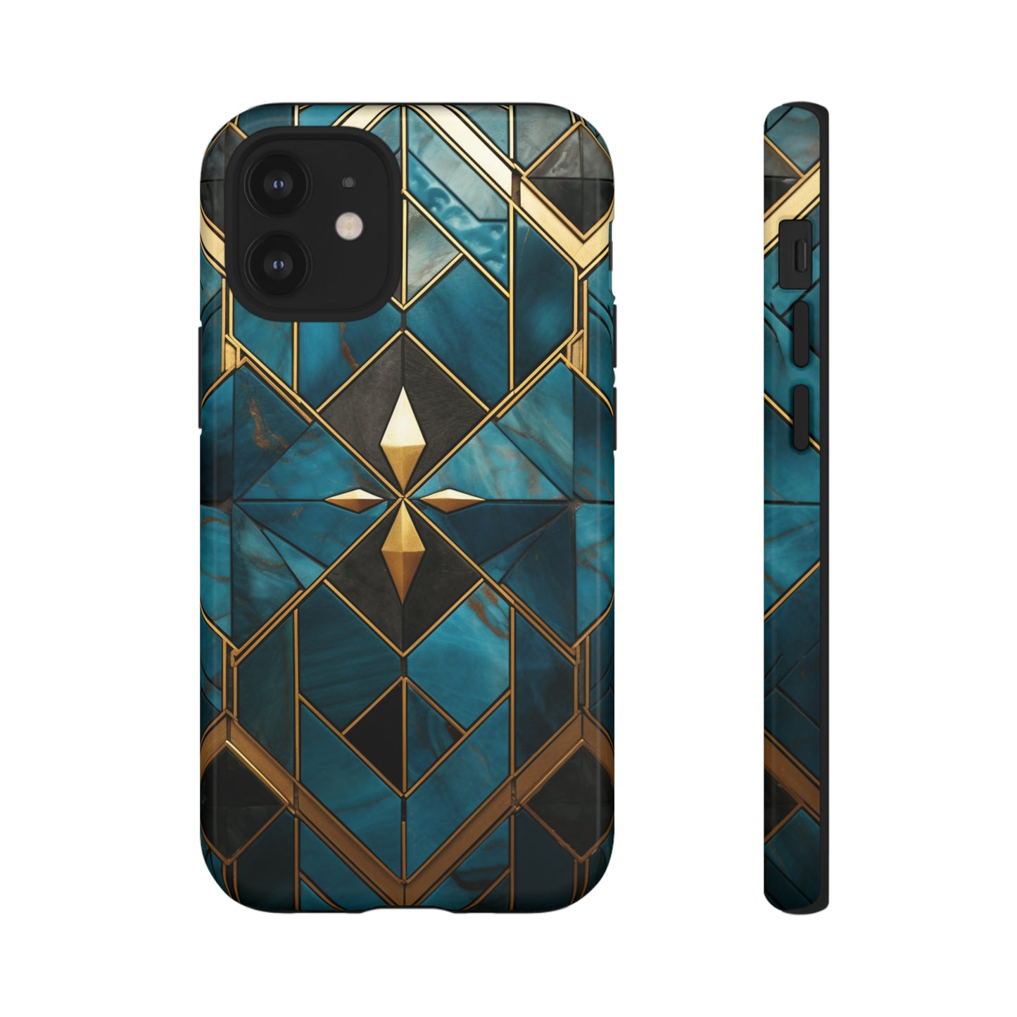 Gold and Blue Marble Mosaic Phone Case