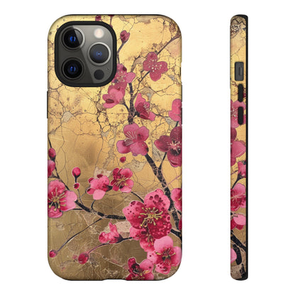 Pink Forget Me Nots Gold Floral Phone Case