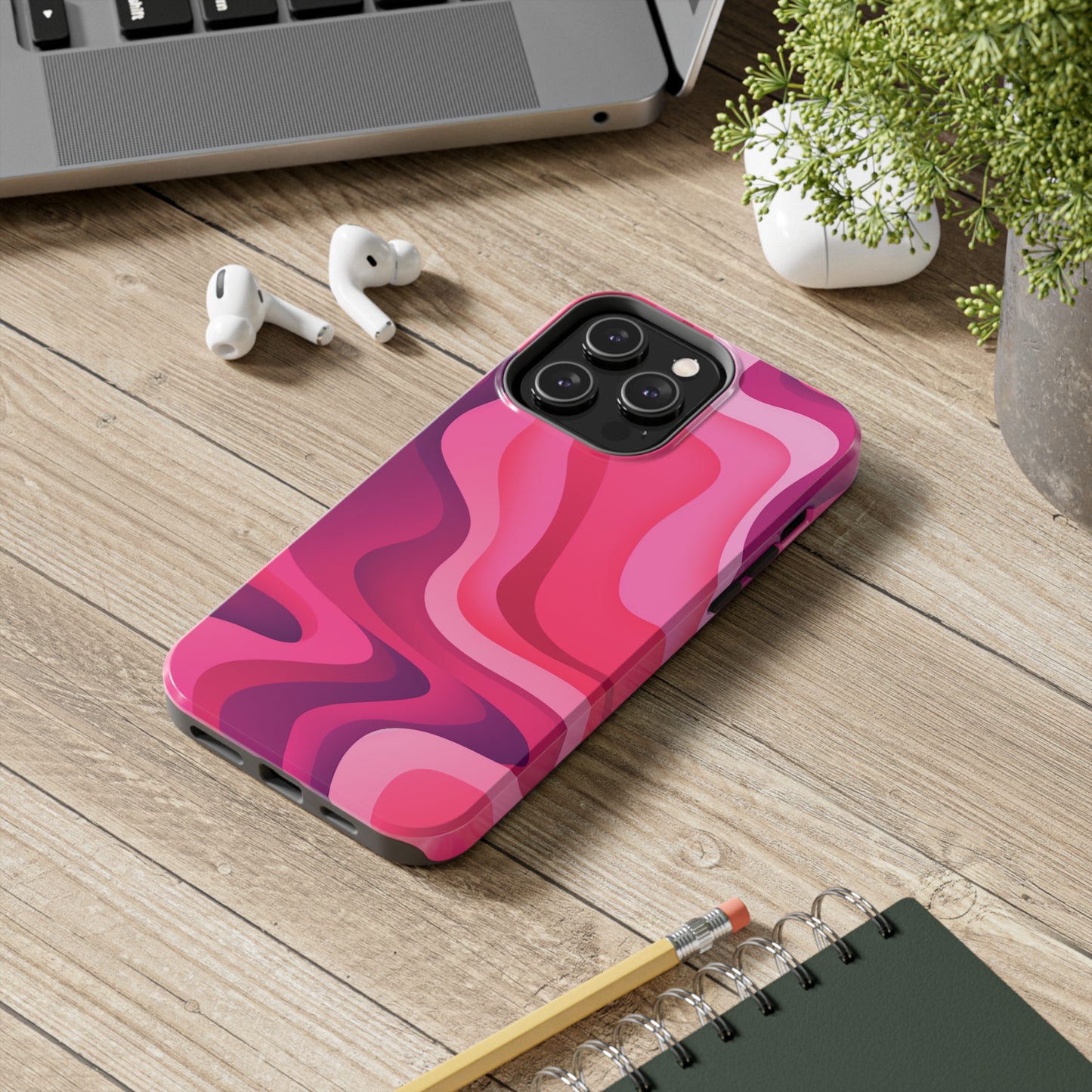 The Pink Wave iPhone Case Splash of Vibrance | Modern Art Meets Protection iPhone Tough Case