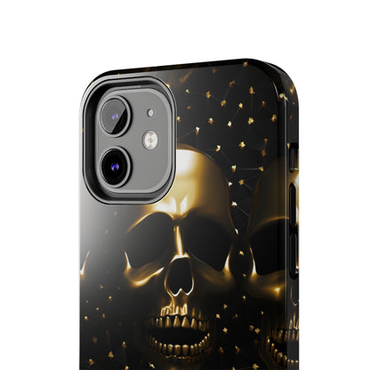 iPhone Tough Case | Dark Decadence: Gothic Gold Skulls and Studs  | Unveil Your Edgy Elegance