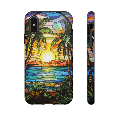 Tropical Stained Glass Sunset Beach