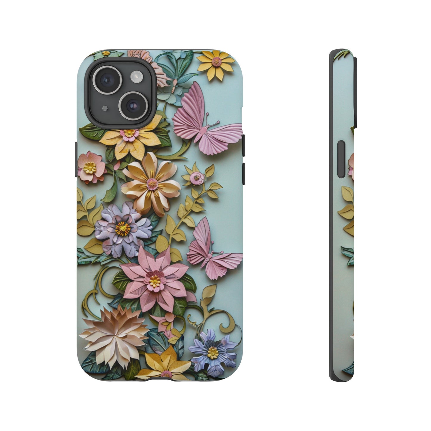 Pastel Pink Butterflies and Flowers iPhone Case