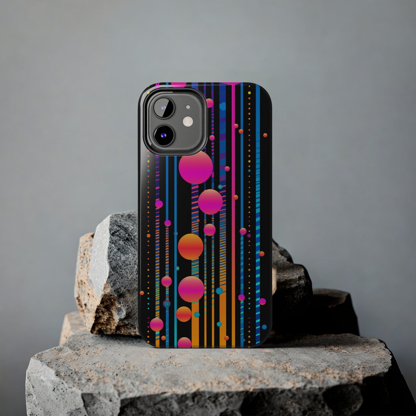 Experience a Blast from the Past: Retro Psychedelic Bubbles Tough Case for Apple iPhone Models