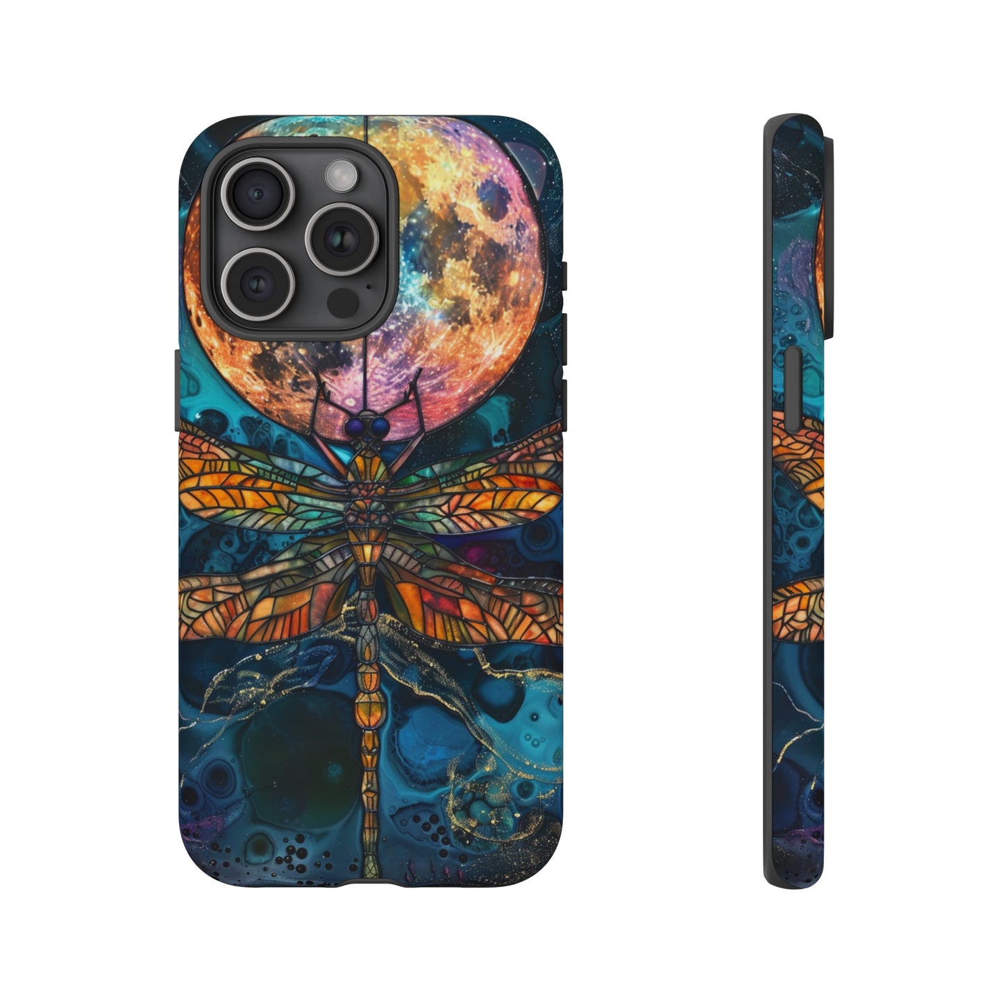 Full Moon Stained Glass Dragonfly Phone Cover