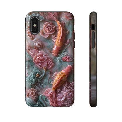 Pink Marble Fish Asian Jade Carving Koi Art Phone Case