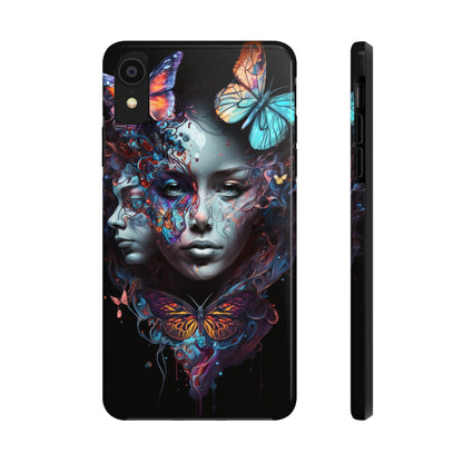 Synthwave Butterfly Girl Trippy Fantasy Art iPhone Case | Embrace the Futuristic Vibe with Whimsical Artistry