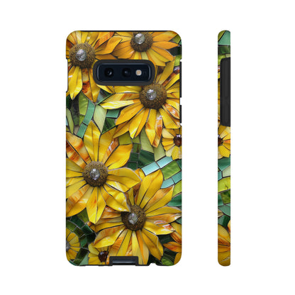 Yellow and Gold Daisy Mosaic Stained Glass Phone Case for iPhone 15, 14, Pro Max, 13, 12 & Samsung Galaxy S23, S22, S21, Google Pixel