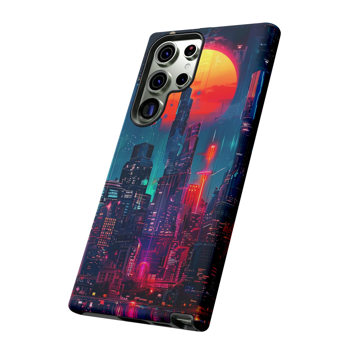 Cyberpunk Full Moon Cityscape Phone Case