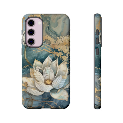 Zen Stained Glass Marble Lotus Floral Design Phone Case