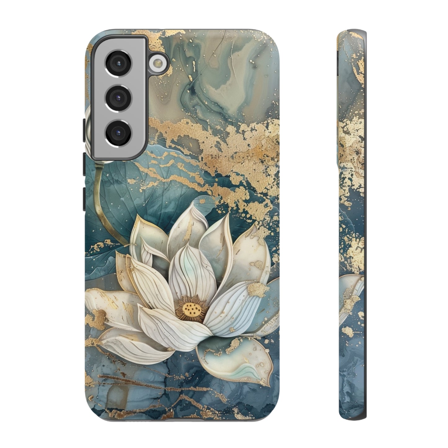 Zen Stained Glass Marble Lotus Floral Design Phone Case