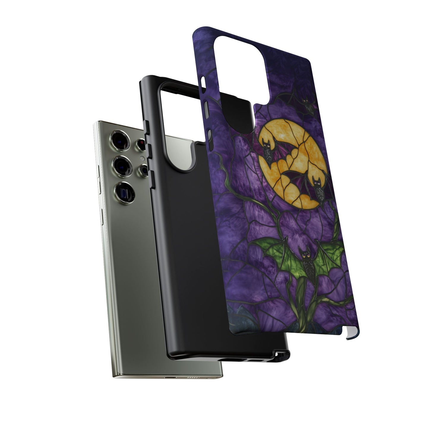 Full Moon Stained Glass Style Halloween Bats Phone Case