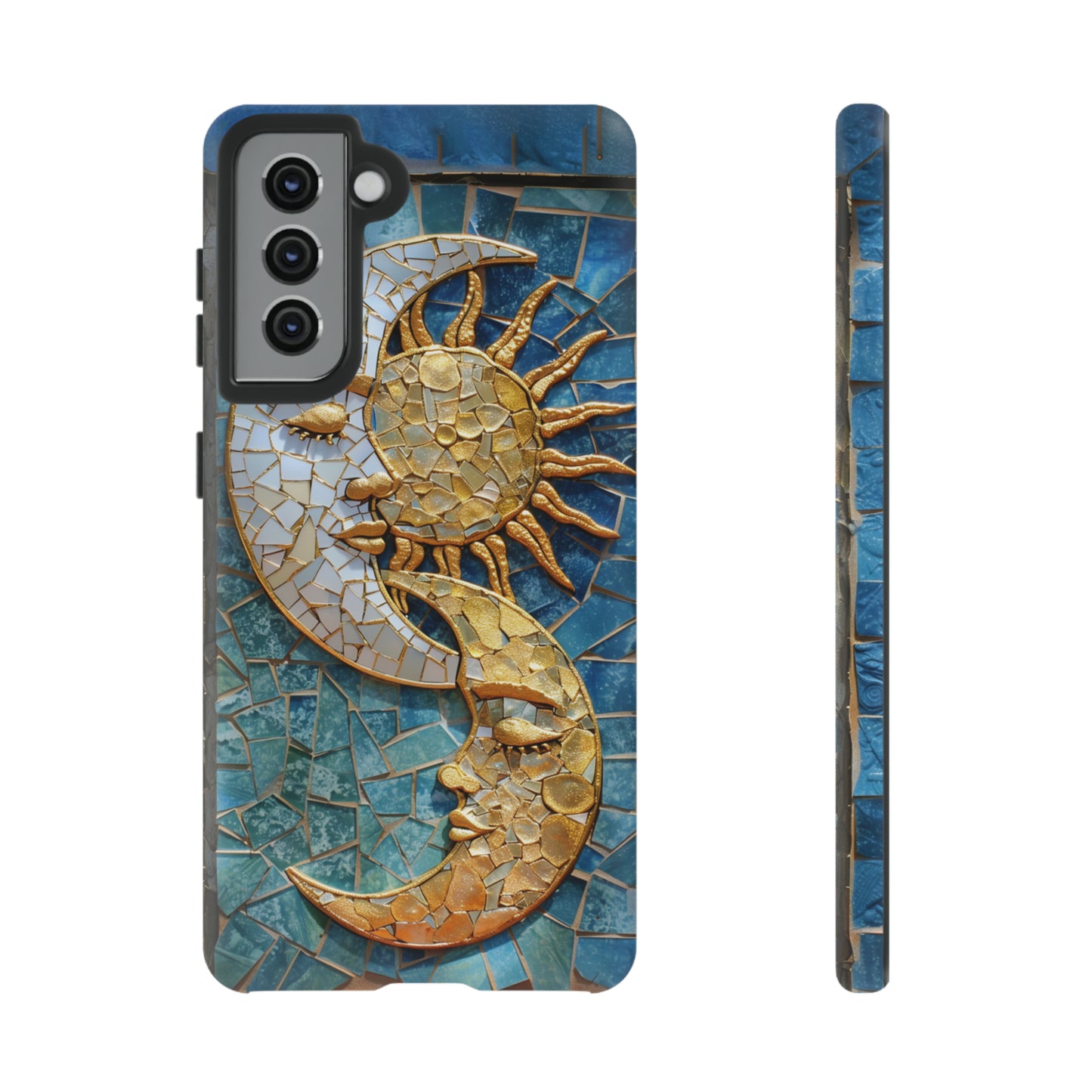 Boho Sun and Moon Mosaic Tile Stained Glass Phone Case