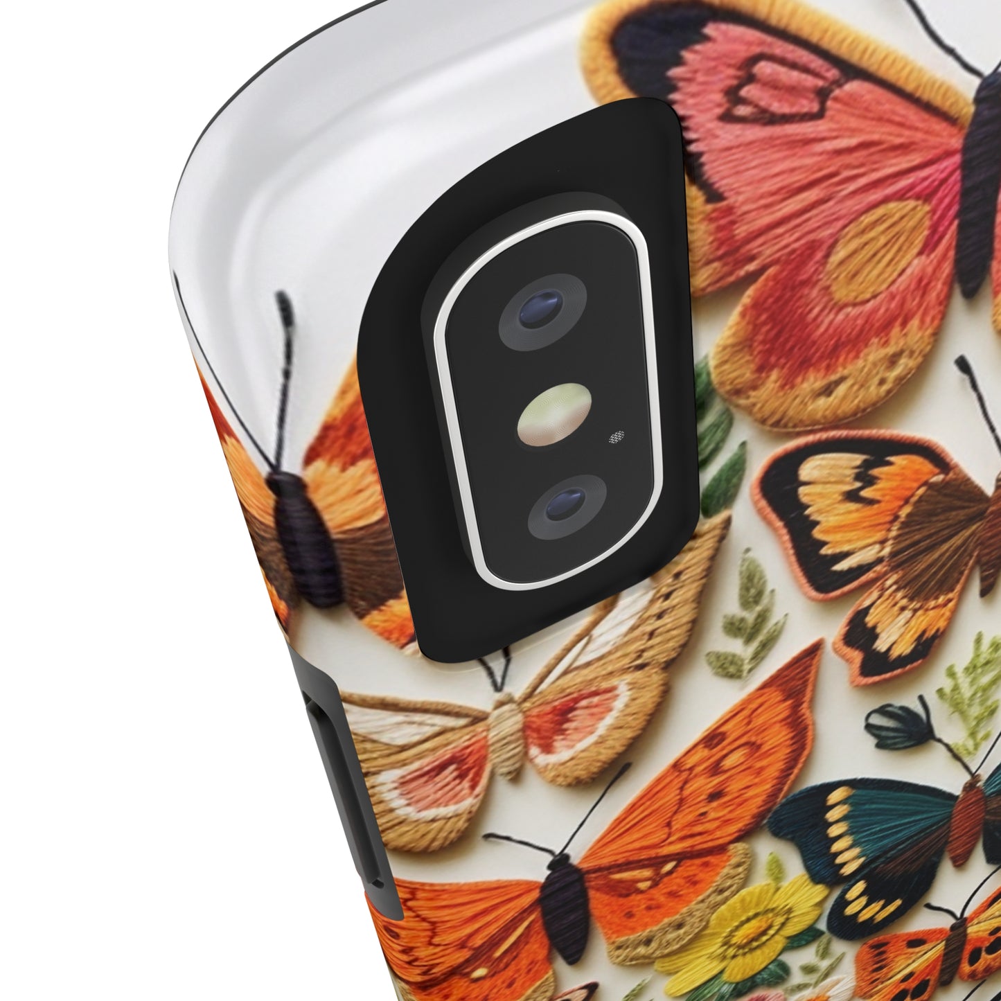 Embroidery Butterflies iPhone Case | Whimsical Elegance and Nature's Beauty in Handcrafted Detail