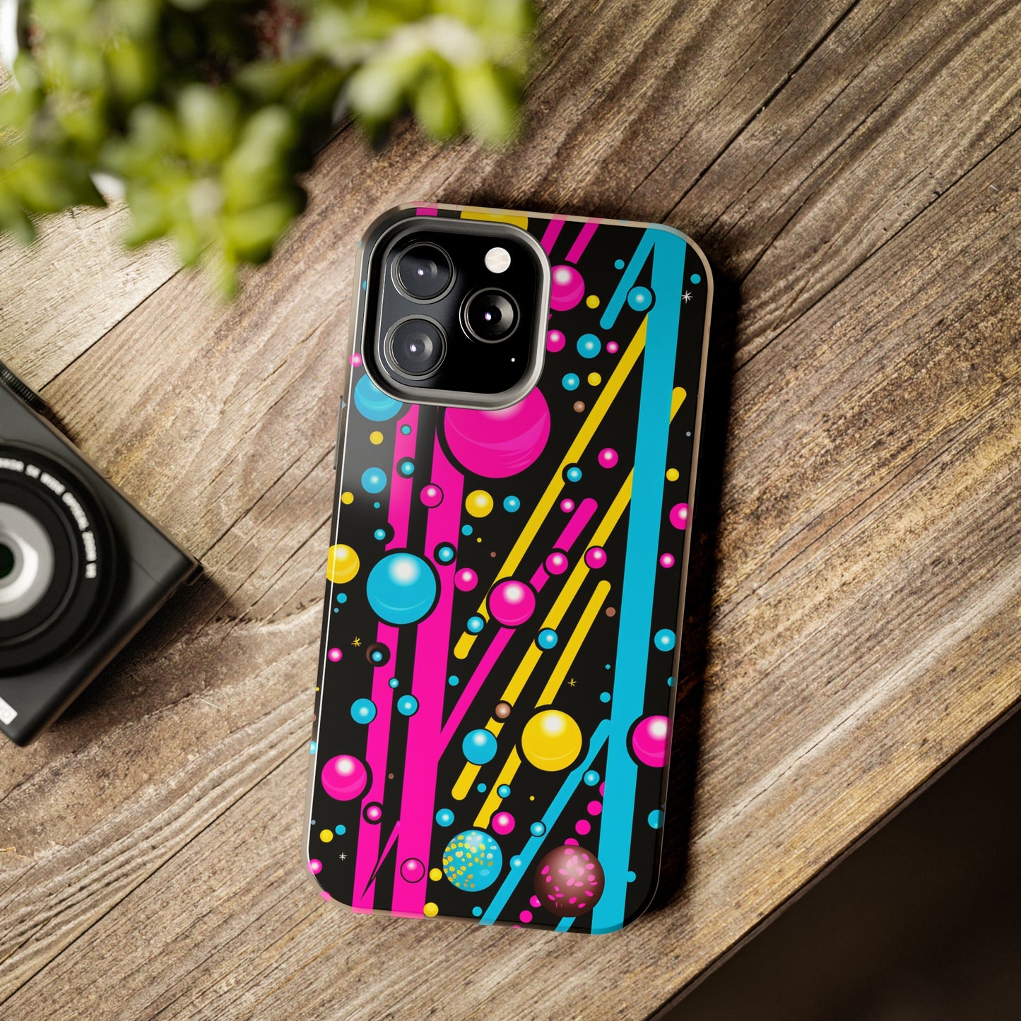 Retro Geometric Psychedelic iPhone Case | A Nostalgic Trip to Colorful Dimensions