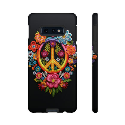 Peace Sign Embroidery Floral Hippie Style Phone Case