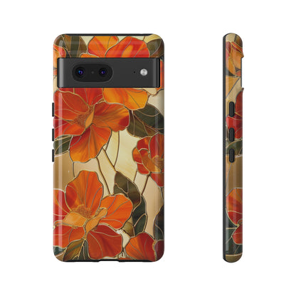 Orange Floral Phone Case Stained Glass Flower Aesthetic