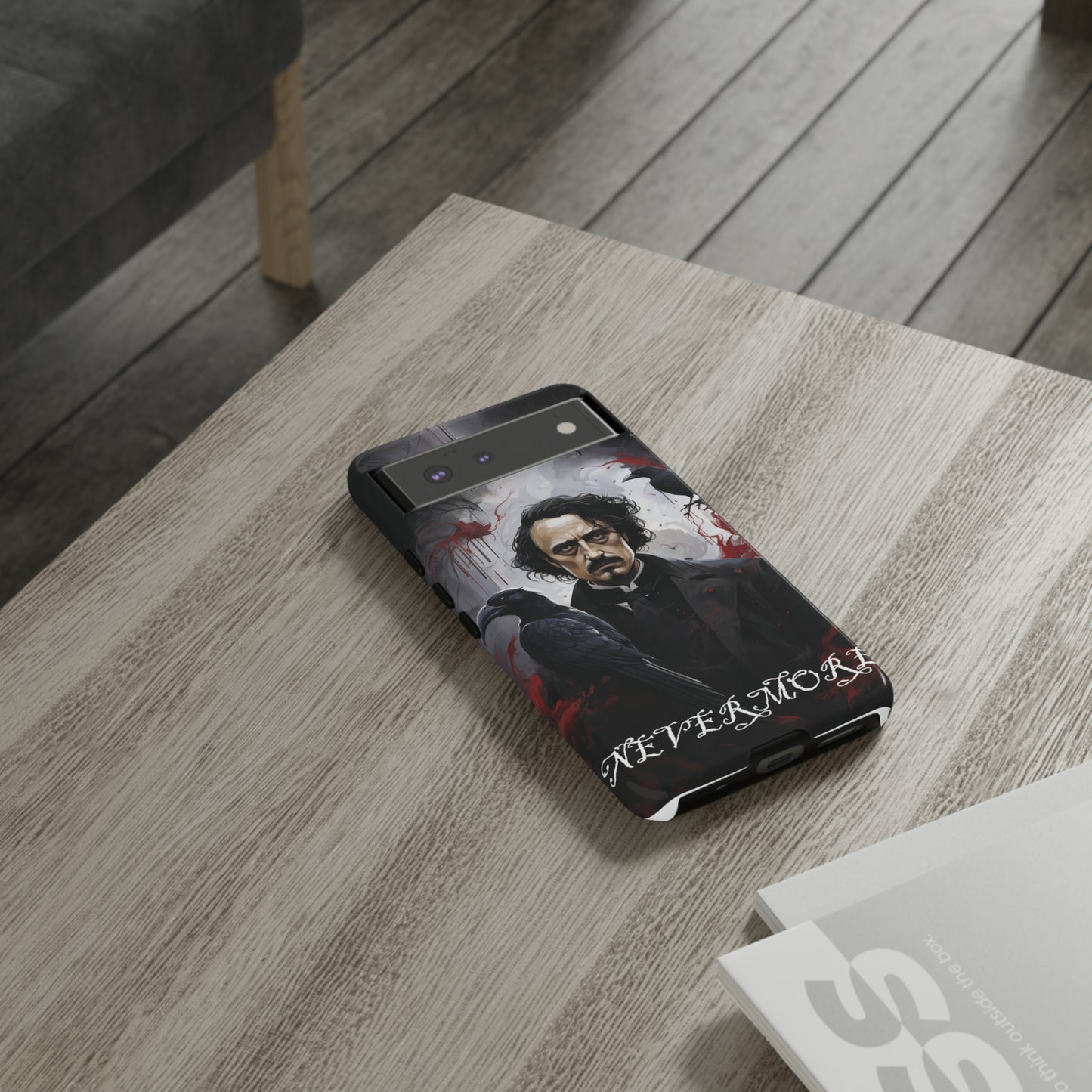 Nevermore Edgar Allen Poe, gothic Raven, Retro Samsung Galaxy Phone iPhone 15, 14 Plus 13 12 7 8 Se Horror Dark Academia Style goth Vibe