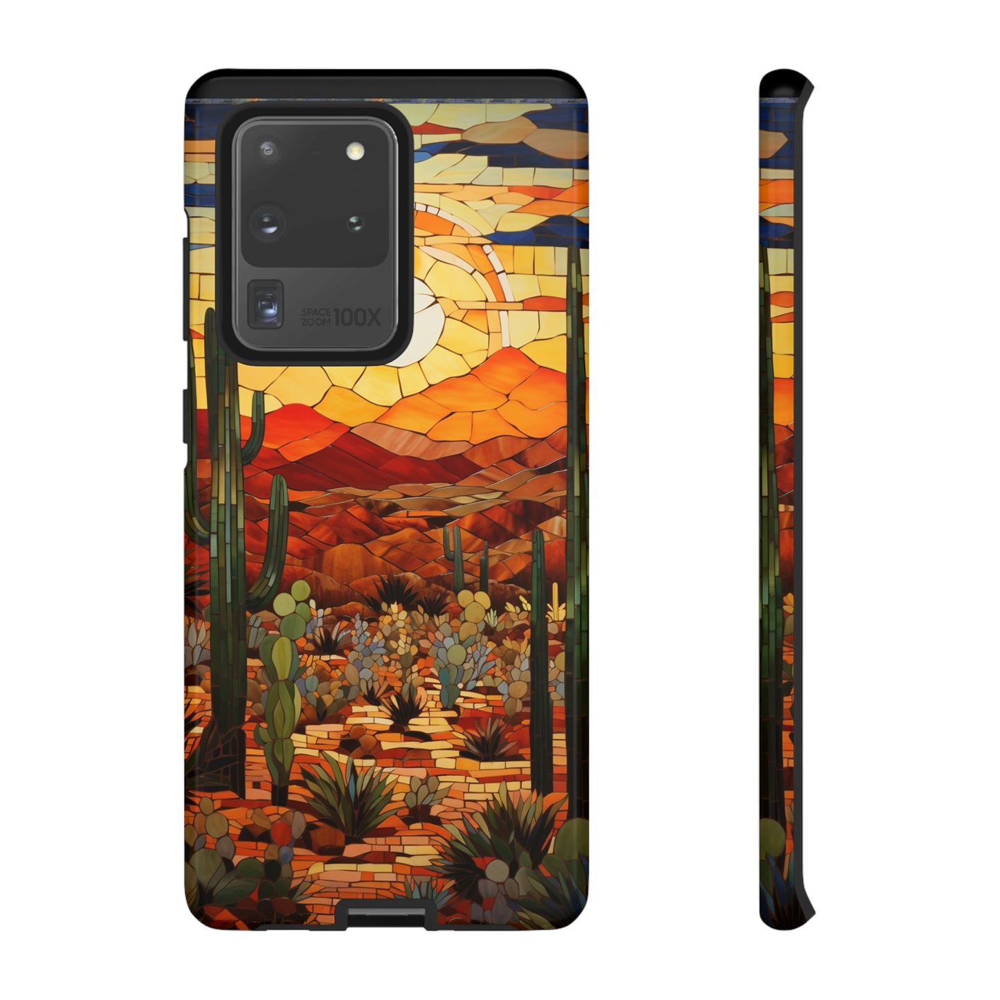 Desert Sunset Cactus Mosaic Tile