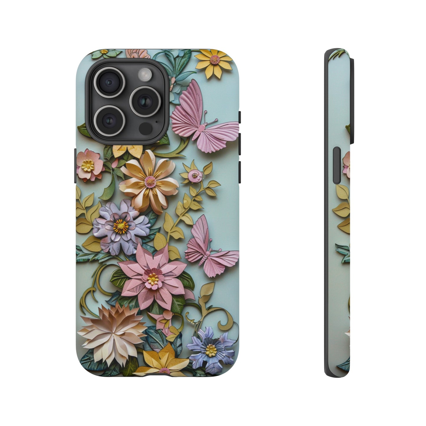 Pastel Pink Butterflies and Flowers iPhone Case