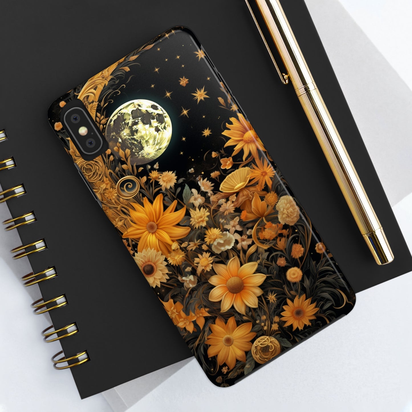 Cottagecore Floral Sun Moon Stars iPhone Case | Embrace Mystical Nature's Beauty