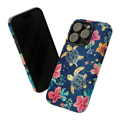 Undersea Floral Blue Sea Turtle Phone Case