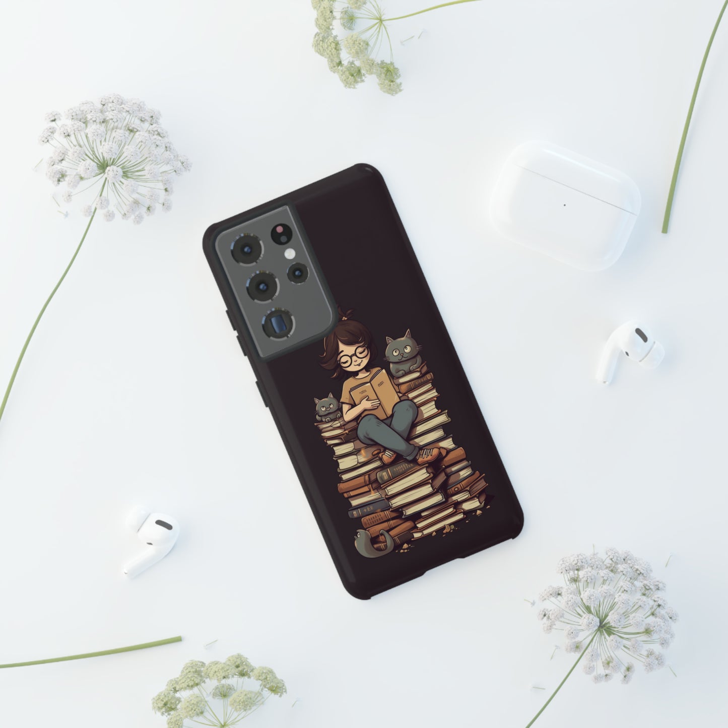 Cats and Books Phone Case