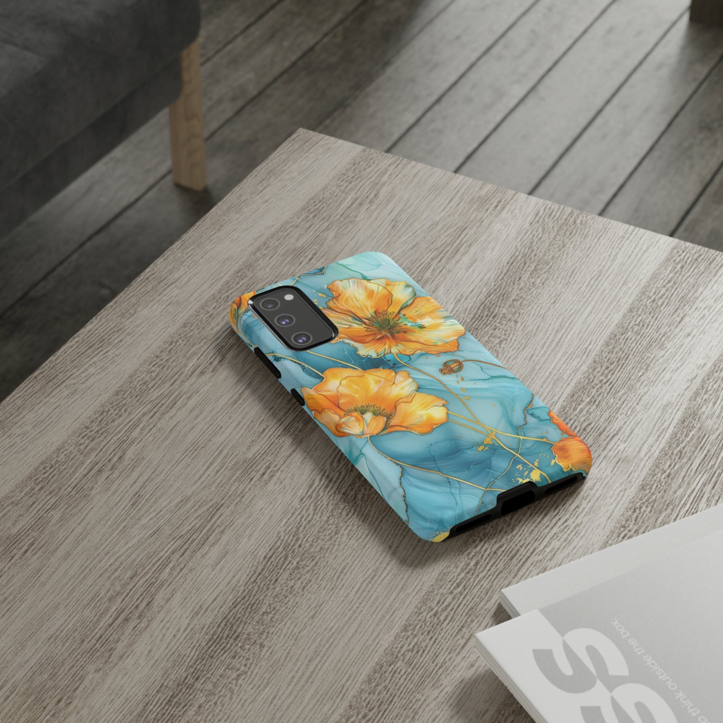 Gold Poppies Color Splash Floral Design Phone Case