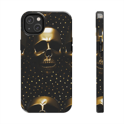 iPhone Tough Case | Dark Decadence: Gothic Gold Skulls and Studs  | Unveil Your Edgy Elegance