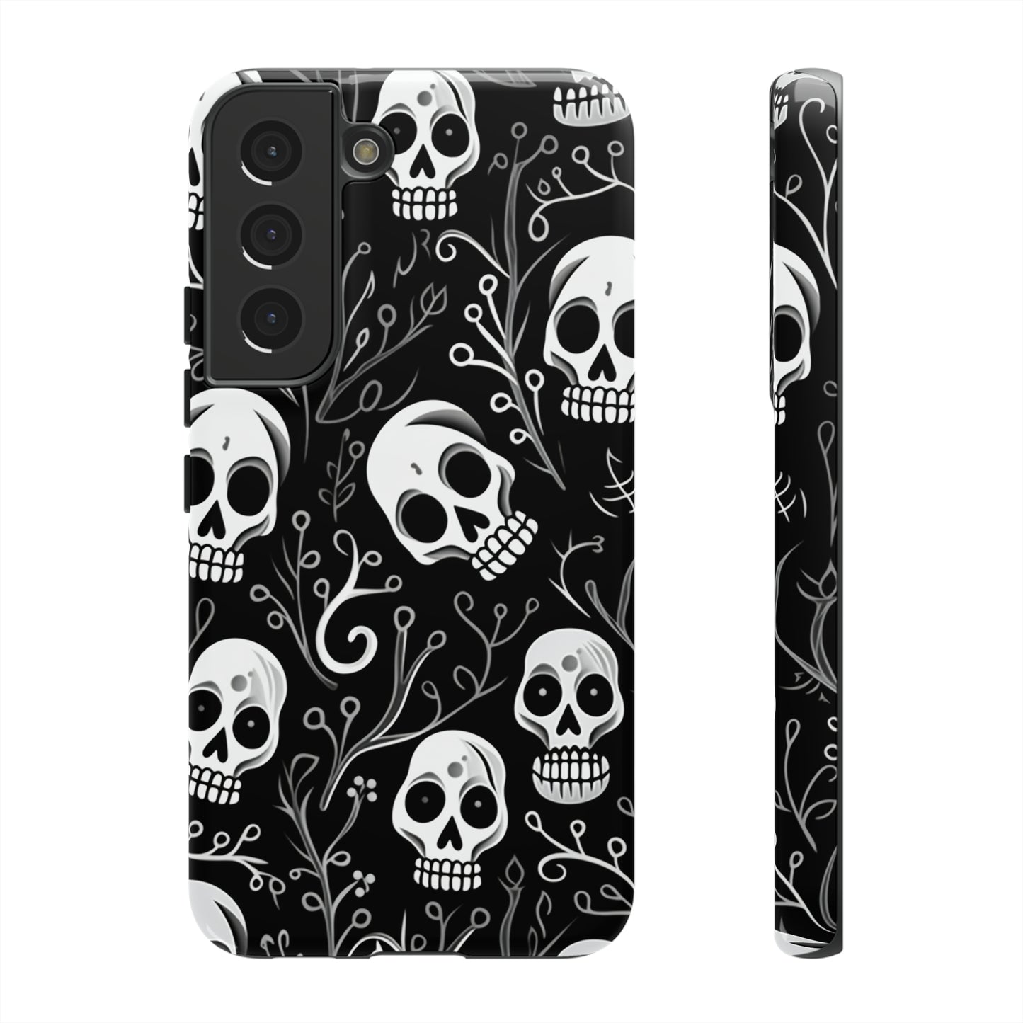 Join the Goth Side: Black Skull Floral Print | Mystical Elegance Case for iPhone, Samsung Galaxy, and Google Pixel