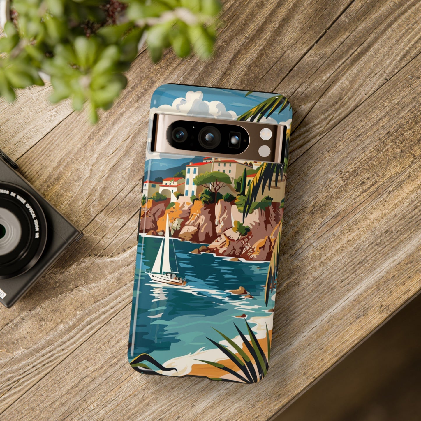 Midcentury French Riviera Sailboat Painting Phone Case