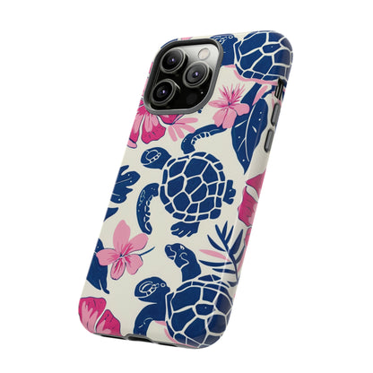 Undersea Floral Blue Sea Turtle Phone Case