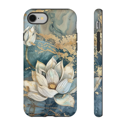 Zen Stained Glass Marble Lotus Floral Design Phone Case