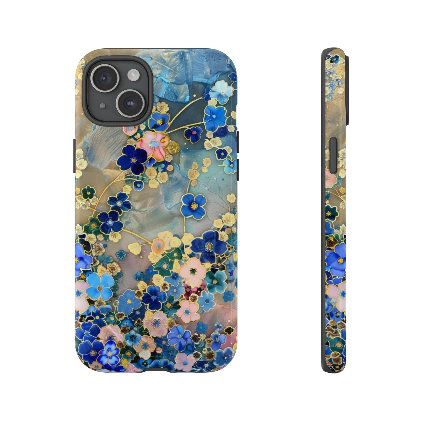 Forget Me Nots Gold Color Splash Floral Design Phone Case