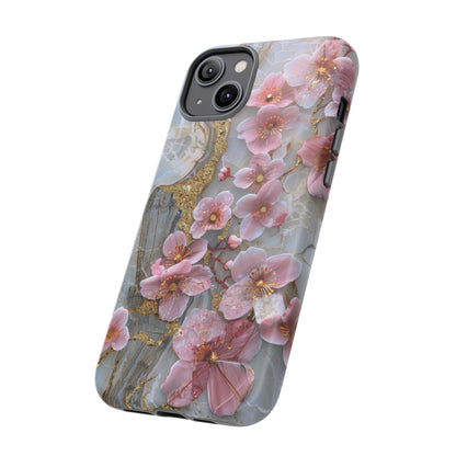 Pink Forget Me Nots Gold Floral Phone Case