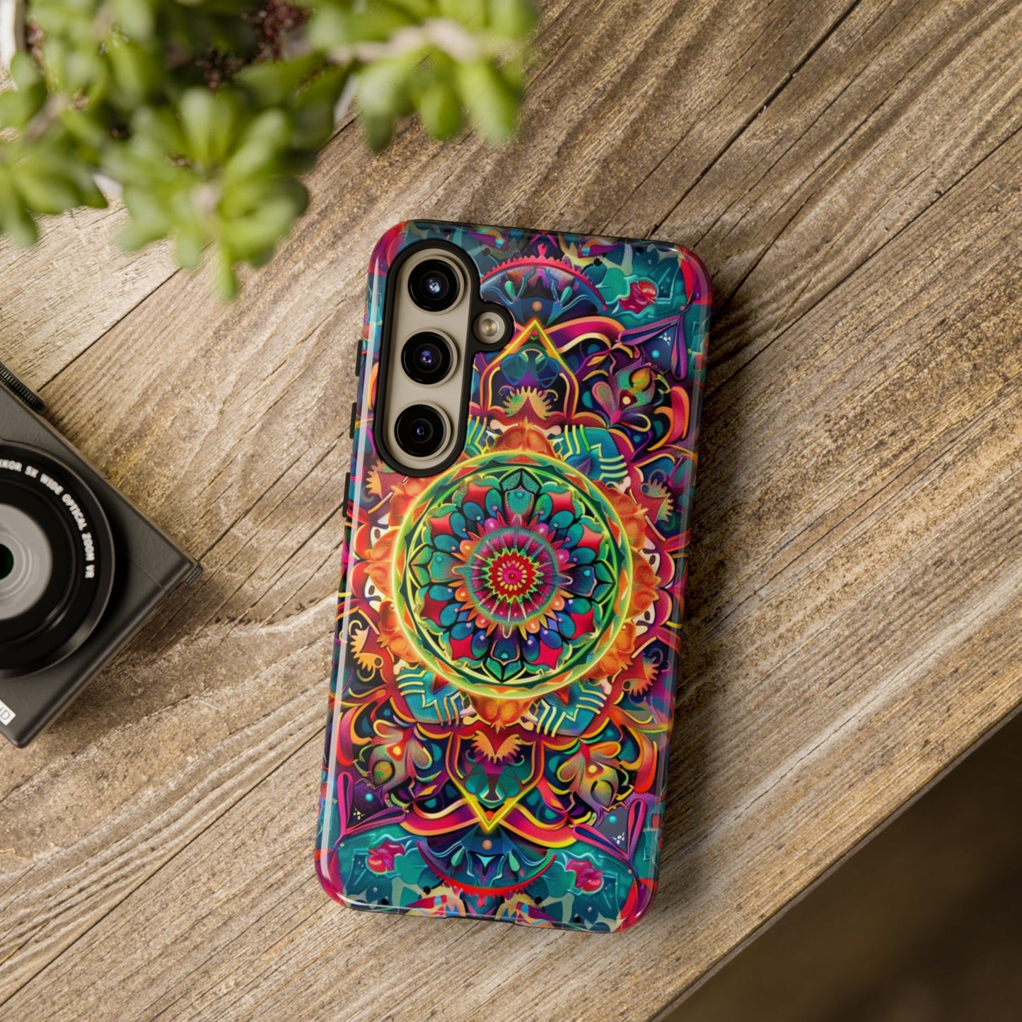 Cosmic Stained Glass Mandala Phone Case