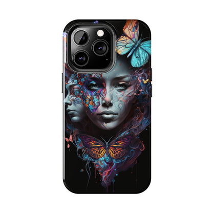 Synthwave Butterfly Girl Trippy Fantasy Art iPhone Case | Embrace the Futuristic Vibe with Whimsical Artistry