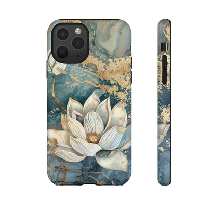 Zen Stained Glass Marble Lotus Floral Design Phone Case