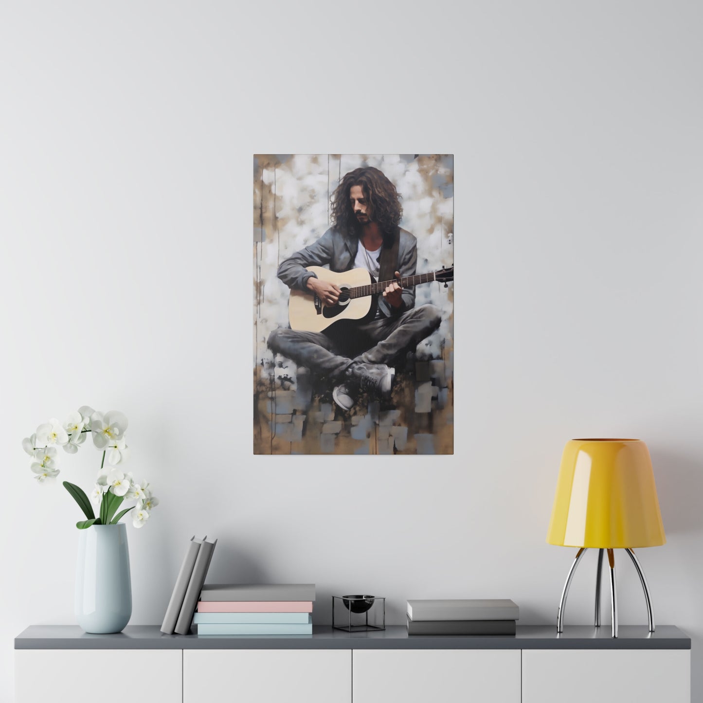 Chris Cornell Playing Guitar  | Stretched Canvas Print