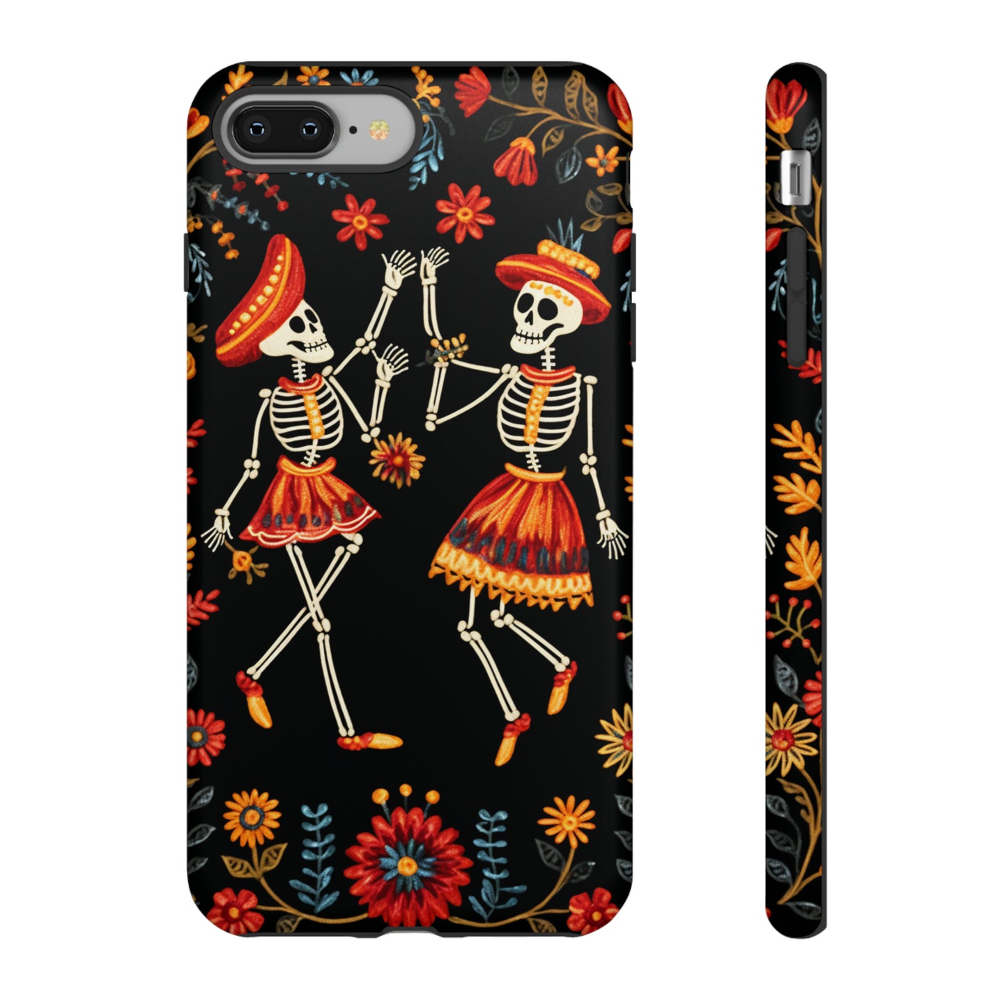 Dead Can Dance, iPhone 15 case, Floral Embroidery Skeletons | Whimsical Dance of the Departed for Google Pixel, iPhone & Samsung Galaxy