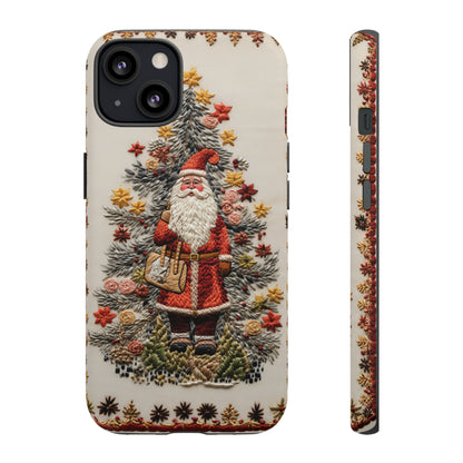 Vintage Embroidery Christmas Santa Phone Case