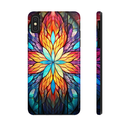 Stained Glass Tough iPhone Case | Trippy Psychedelic Colorful Flowers Floral Aesthetic Retro iPhone 14 Plus 13 12 7 8 Se Trendy Hippie Boho