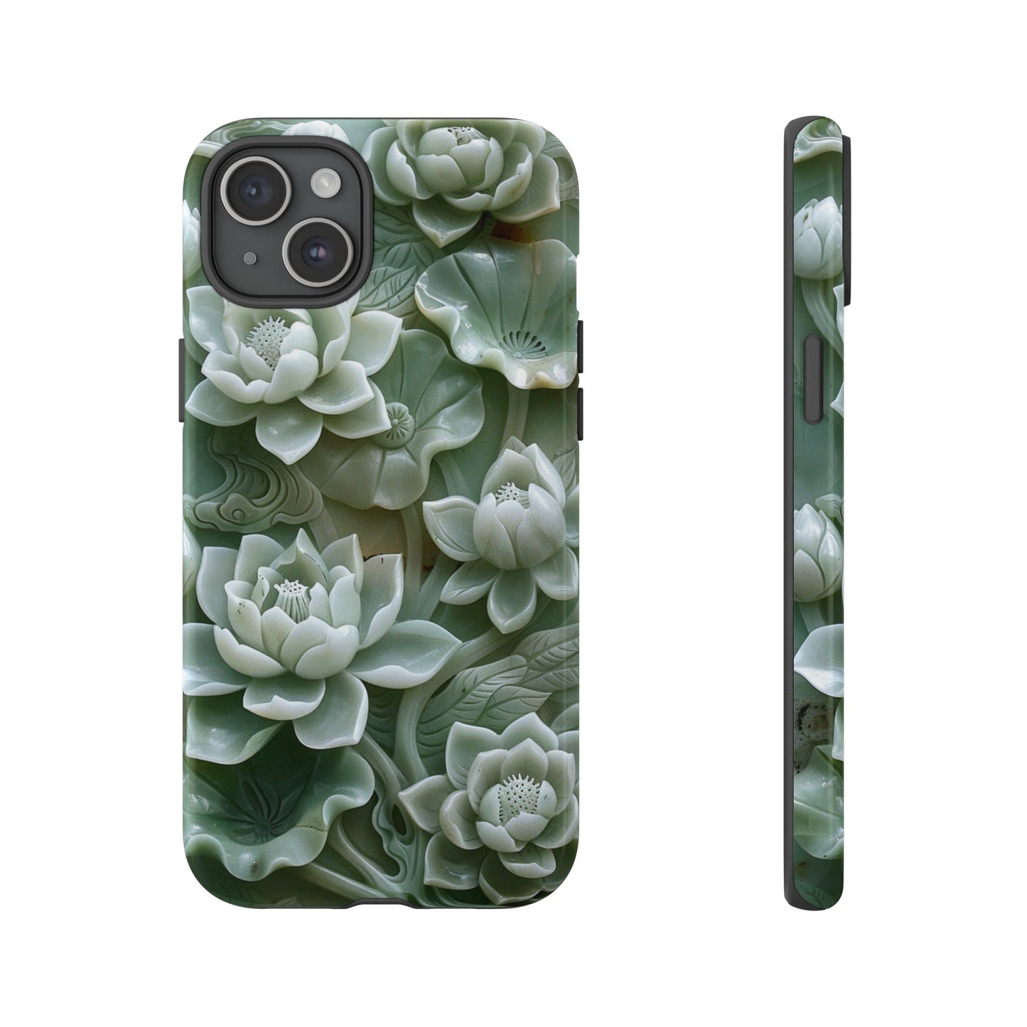 Green Jade Lotus Floral Art Phone Case