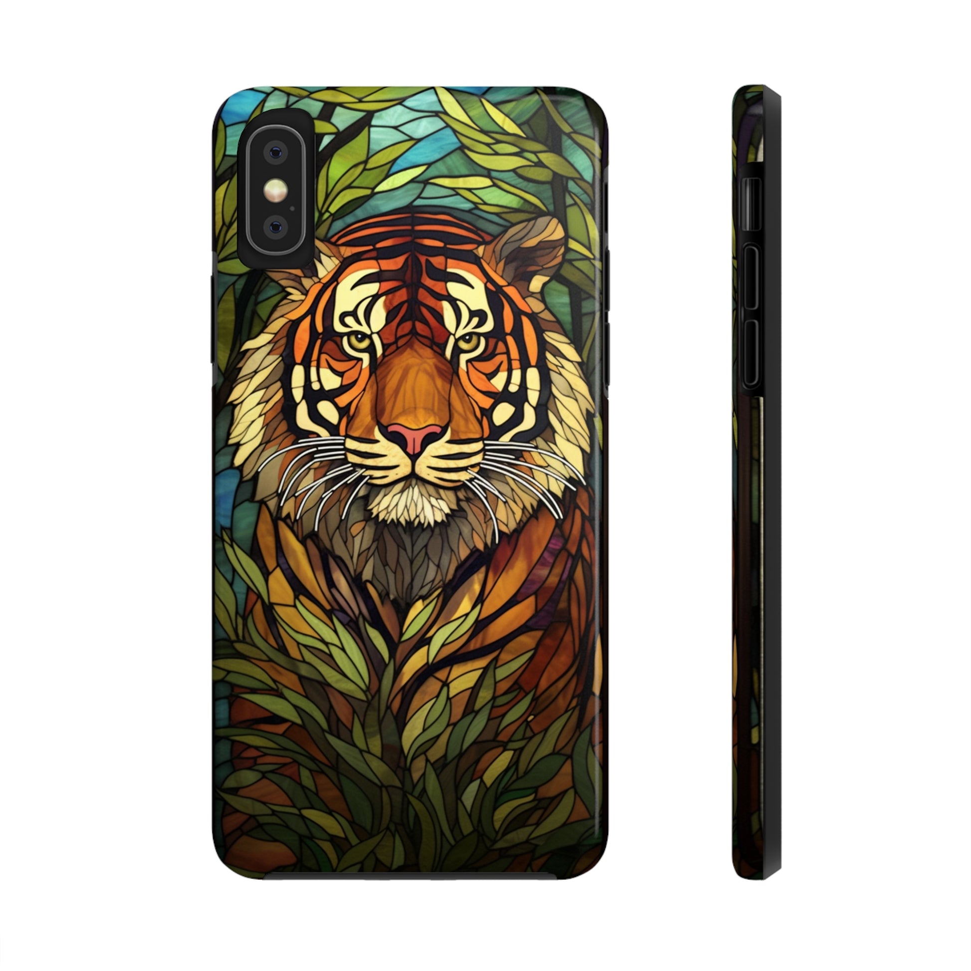 Tiger Stripes Stained Glass Jungle iPhone Tough Case