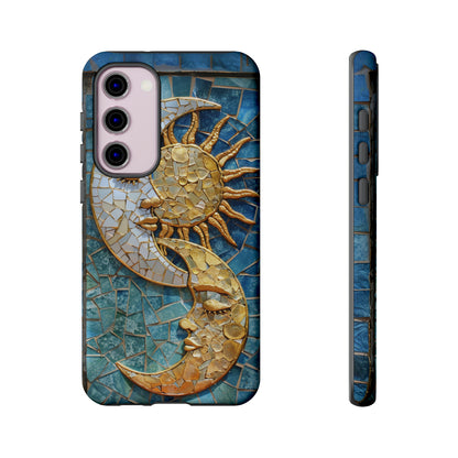 Boho Sun and Moon Mosaic Tile Stained Glass Phone Case