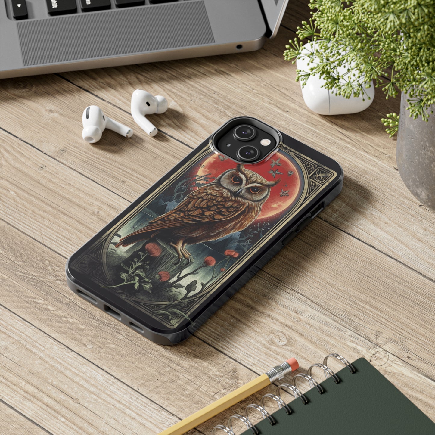 The Hermit Owl Tarot | Dark Academia Aesthetic Retro Tough iPhone Case | Embrace Mystical Vibes with Captivating Tarot Art and Reliable Protection