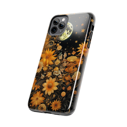 Cottagecore Floral Sun Moon Stars iPhone Case | Embrace Mystical Nature's Beauty