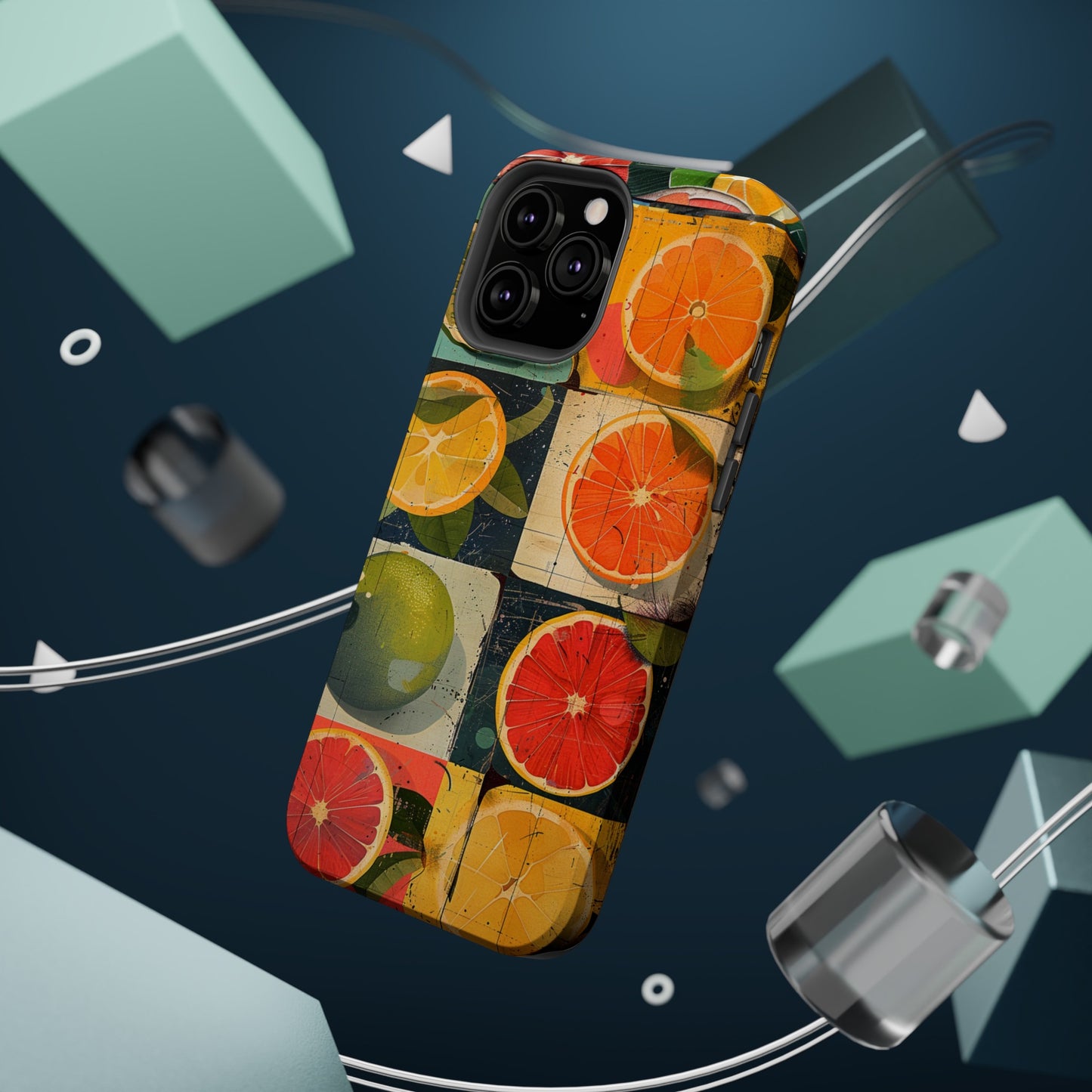 Italian Tile Citrus Fruit Abstract Floral Summer Style MagSafe Phone Case