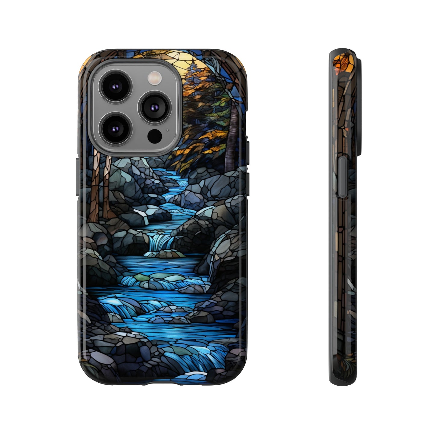 Stained Glass Stone Bridge and River Art Phone Case