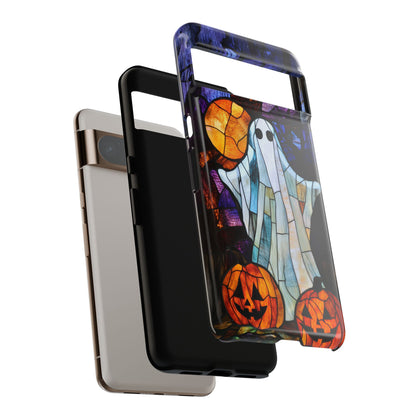 Stained Glass Halloween Ghost and Jack-o'-Lanterns Phone Cover